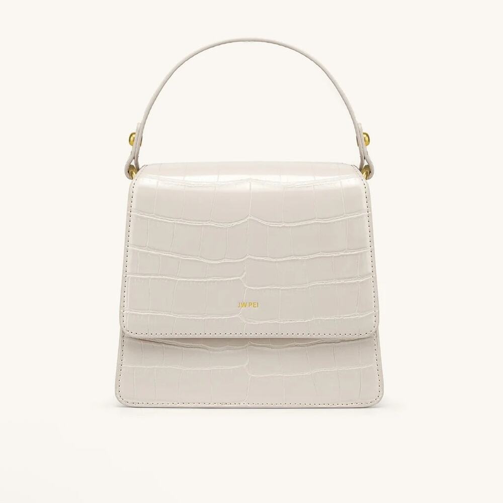 NWT New JW Pei FAE Top Handle Ivory Croc Vegan Leather Bag